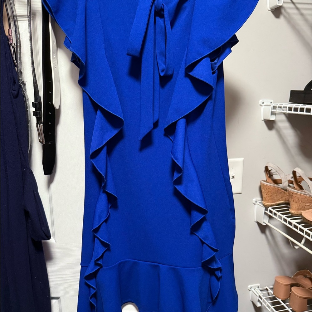 Elegant Blue Ruffle Dress
